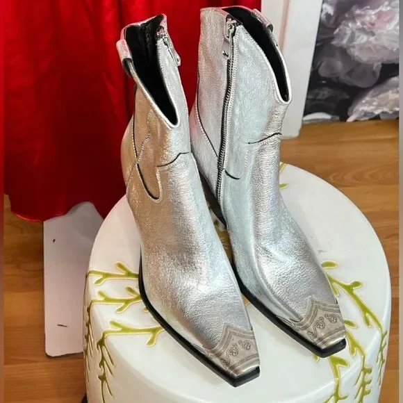 Free People Brayden Western Boot in Pewter/ size 37 1/2 - Picture 6 of 12